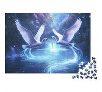 Magical Swan Flight 1000 Piece Jigsaw Puzzle for Adults, Thick Cardboard Puzzle, Swans & Glowing Water, Challenging Brain Teaser, Stress Relief & Relaxation Activity, Idea 52x38cm/1000pcs