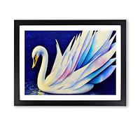 Magical Swan Vol.1 Framed Print | A2 Black Framed Wall Art | Ready to Hang | Modern Animal Picture | Living Room Bedroom Lounge Office