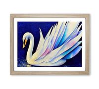 Magical Swan Vol.1 Framed Print | A2 Oak Framed Wall Art | Ready to Hang | Modern Animal Picture | Living Room Bedroom Lounge Office