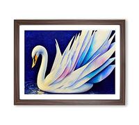 Magical Swan Vol.1 Framed Print | A4 Walnut Framed Wall Art | Ready to Hang | Modern Animal Picture | Living Room Bedroom Lounge Office