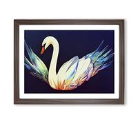 Magical Swan Vol.2 Framed Print | A3 Walnut Framed Wall Art | Ready to Hang | Modern Animal Picture | Living Room Bedroom Lounge Office