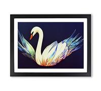 Magical Swan Vol.2 Framed Print | A4 Black Framed Wall Art | Ready to Hang | Modern Animal Picture | Living Room Bedroom Lounge Office