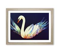 Magical Swan Vol.2 Framed Print | A4 Oak Framed Wall Art | Ready to Hang | Modern Animal Picture | Living Room Bedroom Lounge Office