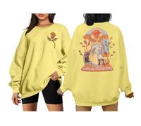 Magical Sweatshirt Women Beauty Belle Princess Sweater Cute Romantic Magic Family Vacation Long Sleeve Top, Yellow, S