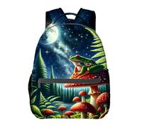 Magical Thicket Frog Mushroom Moon Backpack Travel Laptop Backpack Lightweight Bookbag For Computer Women Daily 29X40Cm