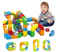 Magical Track Car Toys for Kids: Flexible Race Tracks with Mix-and-Match Cubes, DIY Magic Cube with Rechargeable Car & Traffic Signs for Interactive Fun Play, Gifts for Toddlers 3-8 (123 Pcs)