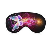 Magical Transparent Butterfly and Waves Sleep Mask Blindfold Glowing Stars Adjustable Super-Smooth Soft Eye Mask Cover for Men Women Travel and Nap