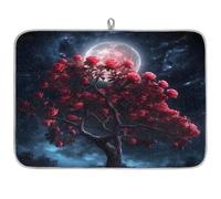 Magical Tree Flower Moon Microfibre Dish Drying Mat Absorbent Dish Drying Drainers Mats for Kitchen Spoon Glass Plate 40.6 x 45.7 cm