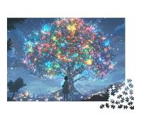 Magical Tree Night 1000 Piece Jigsaw Puzzle Silhouette Under Life Tree for Adult Educational Games Beautiful Decoration Challenge High Difficulty Male And Female Birthday 52x38cm/1000pcs Gifts