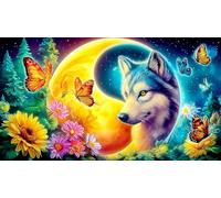 Magical-Tree-with-Wolf-and-Bear Jigsaw Puzzles for Adults: 1000-Piece Recycled Cardboard Decoration 38x52cm/1000pcs
