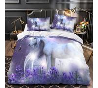 Magical Unicorn Comforter Cover 3D Design Printed Premium 3 Pcs Bedding Set Zipper Fantasy Art_1 Duvet Cover Super Soft Breathable for Kids Girls Boys Adults Women Teens King（220x240cm）