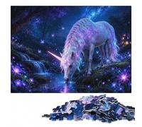 Magical Unicorn Drinking from a Glowing Pond Jigsaw Puzzle, None Pieces | Adult Puzzle - defined colour areas for easier piece sorting on quiet evenings.
