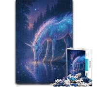 Magical Unicorn Drinking in Enchanted Forest Jigsaw Puzzle, None Pieces | Adult Puzzle - defined colour areas for easier piece sorting on weekends.