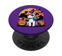 Magical Unicorn Halloween Pumpkin Glow Fantasy Lantern Art PopSockets Adhesive PopGrip