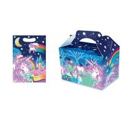 Magical Unicorn Kids Party Food Boxes & Matching Unicorn Loot Bags (20 Boxes & 20 Loot Bags)
