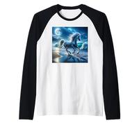 Magical Unicorn Under Full Moon Raglan Baseball Tee