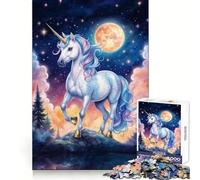 Magical Unicorn Under The Moonlight Jigsaw Puzzles for Adults1000 Piece Brain Teaser Precise Cut Family Pastime (50x75cm)