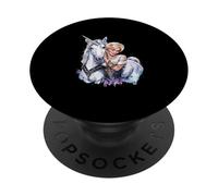 Magical unicorn with a beautiful woman PopSockets Adhesive PopGrip