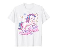 Magical Unicorn with Rainbow Mane and Clouds T-Shirt