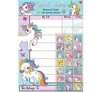 Magical Unicorns Reward Chart with Sparkly Stickers, Pink