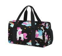 Magical Unicorns Sports Duffel Bag Unicorns Weekend Overnight Bag Tote Holdall Casual Travel Gym Duffel Bags for Kids Girls Boys Women Men