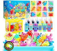Magical Water Elf Kit - Water Gel Kit for Kids -10 Colors Aqua Fairy Gel with 12 Marine Animal Molds - Squishy Maker Kit for Kids Age 4 5 6 7 8 (3 Different gels)