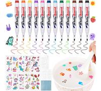 Magical Water Painting Pen with Spoon, 12 Colors Maker Pens Doodle Tools for Kids, Floating Marker Pens Toys Gifts for 3-12 Year Old Boys Girls Toddlers, Erasable Washable DIY Imagine