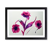 Magical Watercolour Flowers WHT Framed Print | A4 Black Framed Wall Art | Ready to Hang | Modern Floral Picture | Living Room Bedroom Lounge Office