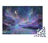 Magical Waterfall Night 1000 Pieces Sturdy Cardboard Classic Jigsaw Puzzle Adults Kids Impossible Hard Difficult Challenging Decompression Wall Decor Gift Idea 70x50cm/1000pcs