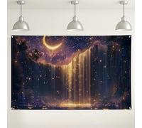 Magical Waterfall Night Backdrop, Starry Sky Mystical Photography Background, Indoor/Outdoor Party Decorations for Events, Dreamy Seasonal Booth Supplies 71x43 Inch