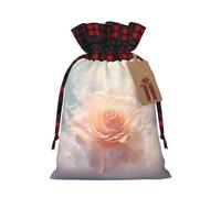 Magical White Roses Printed holiday drawstring bag 8.3x11.8 inch Christmas party decoration gift bag