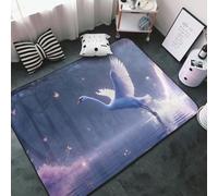 Magical White Swan Print Area Rugs for Living Room Bedroom, Washable Soft 3x5 Throw Rugs Non Slip Carpet for Bedroom Decor Aesthetic 60x39 inches