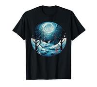 Magical Winter Night with Moon and Deer for Winter Season T-Shirt