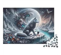 Magical Winter Wolf Scene Jigsaw Puzzles Puzzles for Adults Kids. 1000 Piece Impossible Challenge Toy Educational Game Home Decoration for Adults& Kids Age 14 Years Up 70x50cm/1000pcs