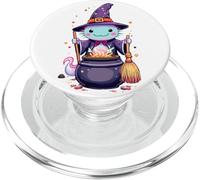 Magical Witch Axolotl | Cute Kawaii Halloween Cauldron Art PopSockets PopGrip for MagSafe