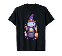 Magical Witch Axolotl | Cute Kawaii Halloween Cauldron Art T-Shirt