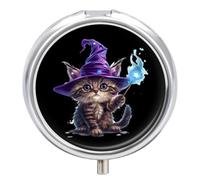 Magical Witch Cat Fantasy Kitten Pill Case Travel Medicine Organizer Box