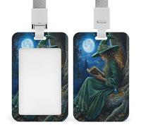 Magical Witch of The Forest Reading ID Badge Holder Retractable Clip Card Holder Card Protector Name Badge Name Tag for Work Office Doctor Nurse