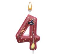 Magical Wizard Birthday Candle, Magic Theme Birthday Number Candle Cake Topper Decorations Magical Wizard Party Supplies for Boys Girls Party Favors (4)