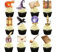 Magical Wizard Birthday Cupcake Toppers, 48 Pieces, Magic School Themed Party Dessert Decorations