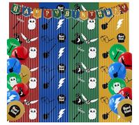 Magical Wizard School Birthday Decorations, 2 Pack Green Magical Wizard School Birthday Party Supplies 3.3 x 6.6ft Tinsel Foil Fringe Curtains Photo Booth Props Backdrop Streamers