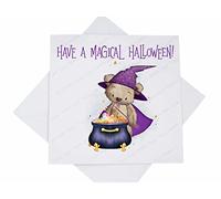 Magical Wizard Teddy Bear Card, Cauldron Card for Son Daughter Grandson Granddaughter, Happy Halloween Card (Magical Halloween - Not Personalised)