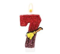Magical Wizard Theme Birthday Candle, Magic Broomstick Themed Glitter Number Candle with Sequins Wizard Inspired Cake Topper for Kids Birthday Party Decoration Supplies (Number 7)