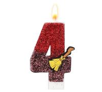 Magical Wizard Theme Birthday Candle, Magic Broomstick Themed Glitter Number Candle with Sequins Wizard Inspired Cake Topper for Kids Birthday Party Decoration Supplies (Number 4)
