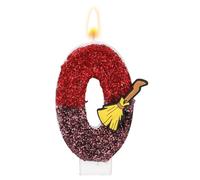 Magical Wizard Theme Birthday Candle, Magic Broomstick Themed Glitter Number Candle with Sequins Wizard Inspired Cake Topper for Kids Birthday Party Decoration Supplies (Number 0)