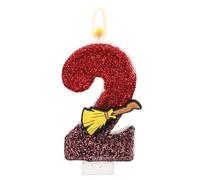 Magical Wizard Theme Birthday Candle, Magic Broomstick Themed Glitter Number Candle with Sequins Wizard Inspired Cake Topper for Kids Birthday Party Decoration Supplies (Number 2)