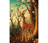 Magical Woodland Scene With An Art Nouveau Stag Journal: a DOT GRID notebook for self-expression