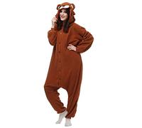 Magicalani Adult Onesie Pajamas - Unisex Halloween Animal Costume Sleepwear for Men & Women - Comfy & Fun Cosplay Outfit, Brown Bear, L