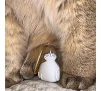 Magicaldiy Cat Shaped Pet Hair Storage Bottle, Cat Hair Memorial Bottle, Cat Capsules Gachapon Ball, Cute Cat Keychains, Cat Bag Charms for Handbags Backpacks Purse (White Cat)