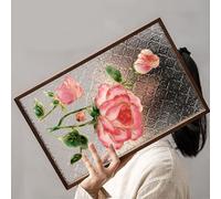 Magicaldiy Cloisonne Enamel Painting DIY Kit for Chinese Cloisonné Enamel Art of Pink Roses, DIY Pink Roses Painting Tray, Intangible Cultural Heritage Decorative Painting Ornaments
